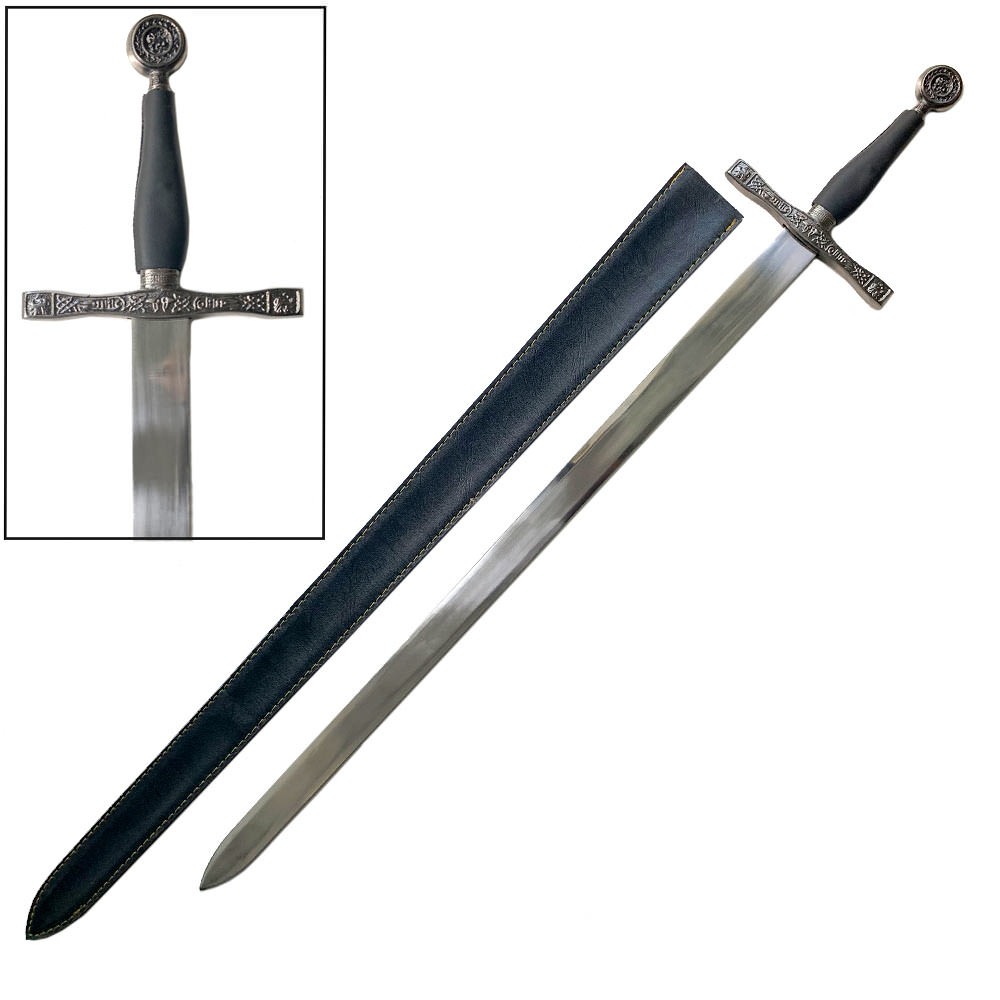 38 Inch Excalibur Sword With Leather Sheath - Tophatter's Army Products & Self Defense Collectible Weapons - Tophatter Daily Deals